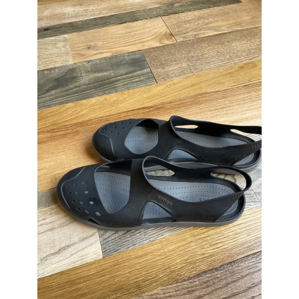 Crocs Women's Black Mary Jane Comfort Clogs Slip On Shoes Size W10